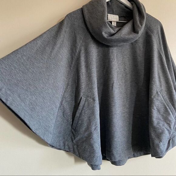 CASLON Cowl-neck Poncho Grey X-Small/Small - Picture 3 of 7